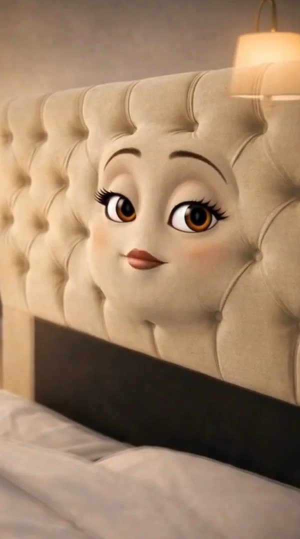 Cabeceira estofada personificada em ambiente de quarto
